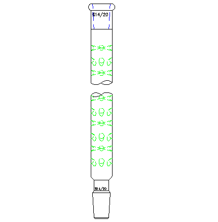 C101075 垂刺分馏柱 垂刺长度75 上磨口14/20 下磨口14/20