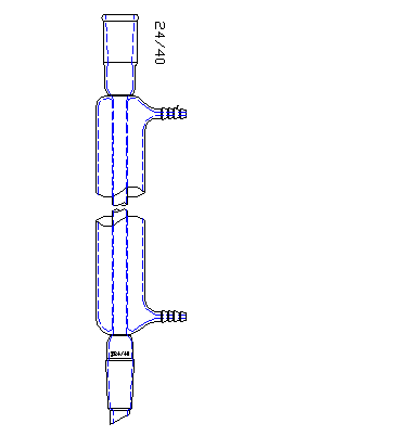 C204250,直型冷凝器,24/40,有效长度:250mm,φ10mm小咀