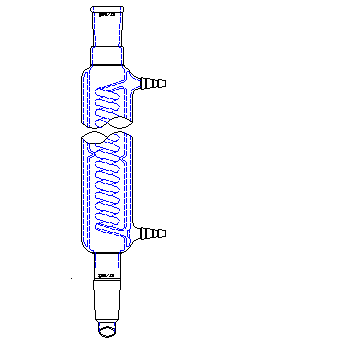 C335250 具夹层蛇型冷凝器 冷凝部分长度(mm)250 磨口29/42 小咀外径(mm)10