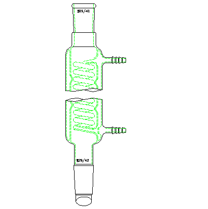 C335300 具夹层蛇型冷凝器 冷凝部分长度(mm)300 磨口29/42 小咀外径(mm)10