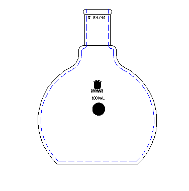 F124000,平底烧瓶,磨口:24/40,1000ml