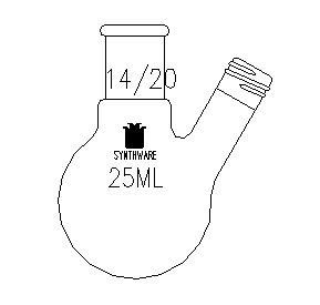 F141425 螺纹口两口球瓶 容量(mL)25 磨口14/20