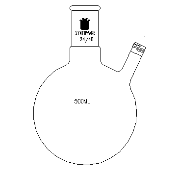 F144500 螺纹口两口球瓶 容量(mL)500 磨口24/40