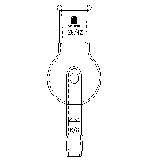 A242919,防溅球,具孔玻板,上磨口:29/42,下磨口:19/22,100ml