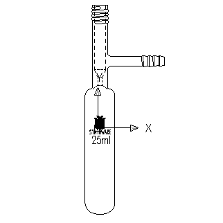 F580025,溶剂储存瓶,25ml,4mm高真空阀,管外径×总高:26×100mm