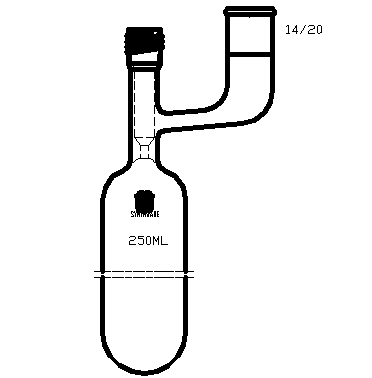 F761250,溶剂储存瓶,具内磨口,14/20,250ml,4mm高真空阀,管外径*长度60mm*140mm