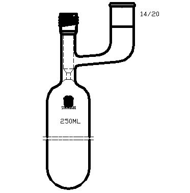 F761258,溶剂储存瓶,具内磨口,14/20,250ml,8mm高真空阀,管外径*长度60mm*140mm