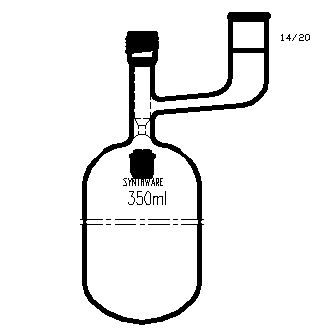 F761350,溶剂储存瓶,具内磨口,14/20,350ml,4mm高真空阀,管外径*长度70mm*140mm