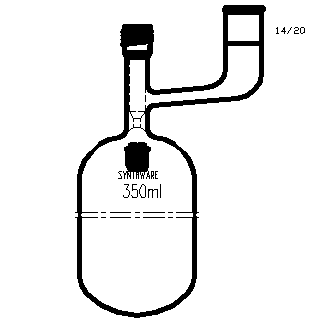 F761358,溶剂储存瓶,具内磨口,14/20,350ml,8mm高真空阀,管外径*长度70mm*140mm