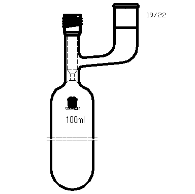 F769108,溶剂储存瓶，具内磨口,19/22,100ml,8mm高真空阀,管外径*长度40mm*140mm