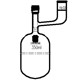 F769350,溶剂储存瓶，具内磨口,19/22,350ml,4mm高真空阀,管外径*长度70mm*140mm